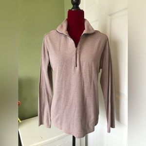 Woolrich Women's Brown Houndstooth 1/4 Zip Cotton Pullover Sz L-Golf Hiking